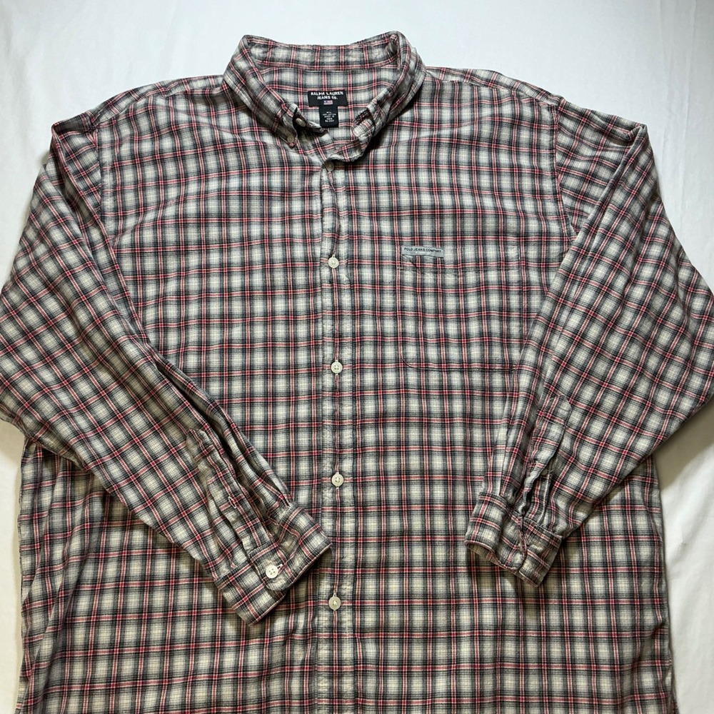 Ralph Lauren Jeans Co. Mens XL Plaid Long Sleeve Button Down Shirt